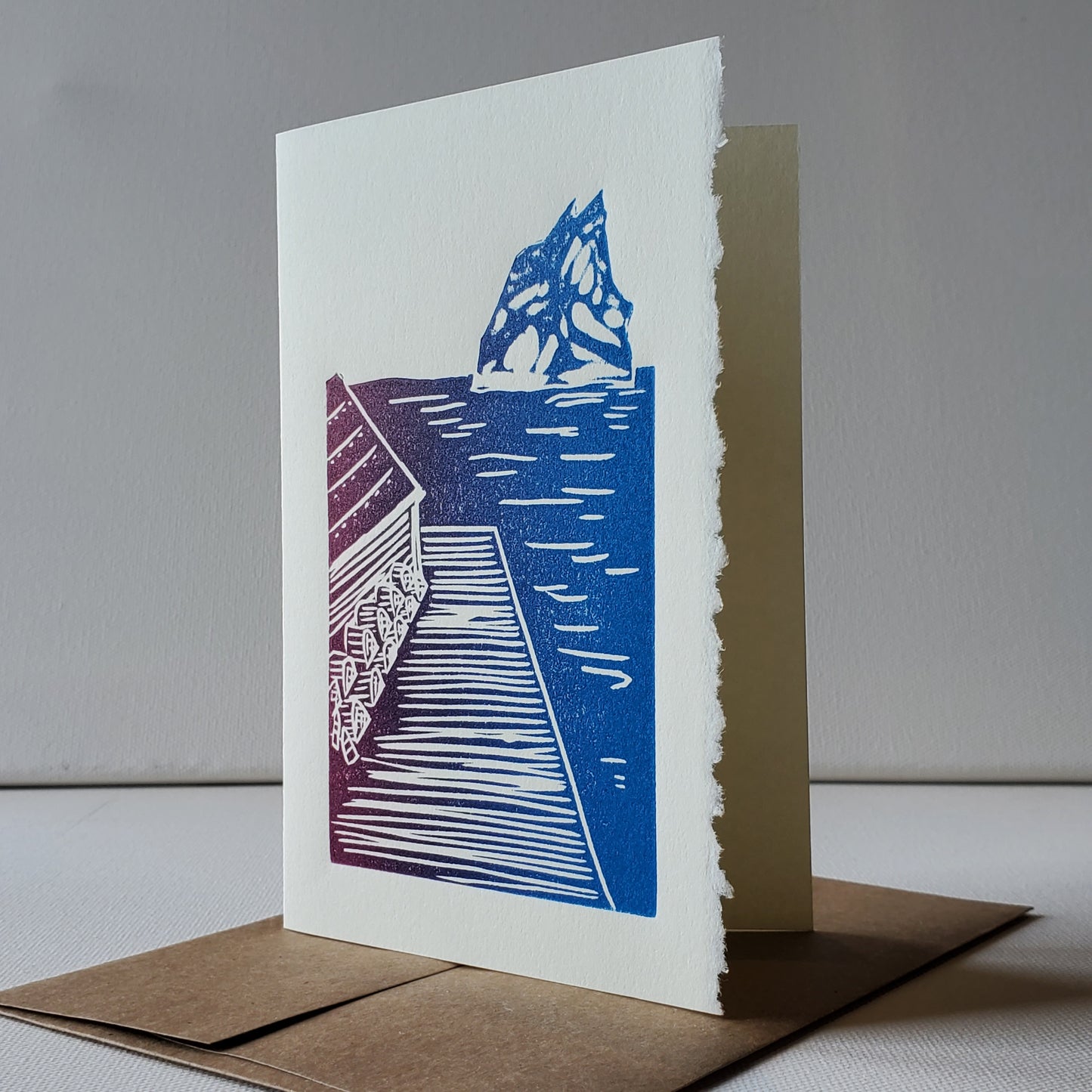 Janet Davis' Spring Ice design printed in red-blue ink