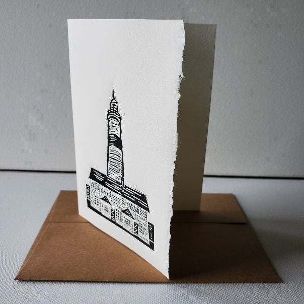 Norton's Cove Card: Point Amour Lighthouse design shown in black ink