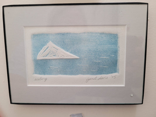 Iceberg linocut print by Janet Davis, 2005. 