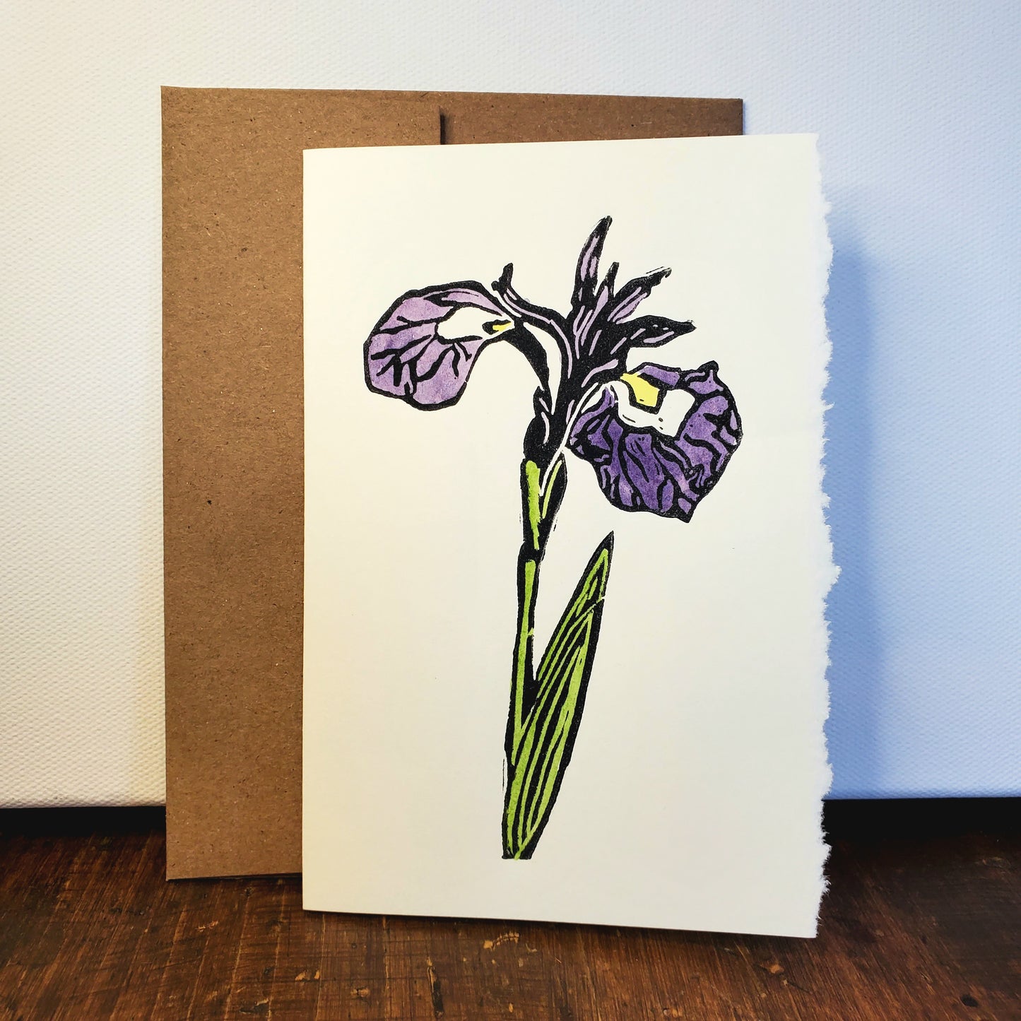 Norton's Cove Card with Watercolour in the Blue Flag design, copyright Janet Davis 2025 Norton's Cove Studio Inc.
