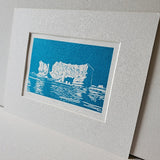 Iceberg Lino-cut prints by Tara Bryan